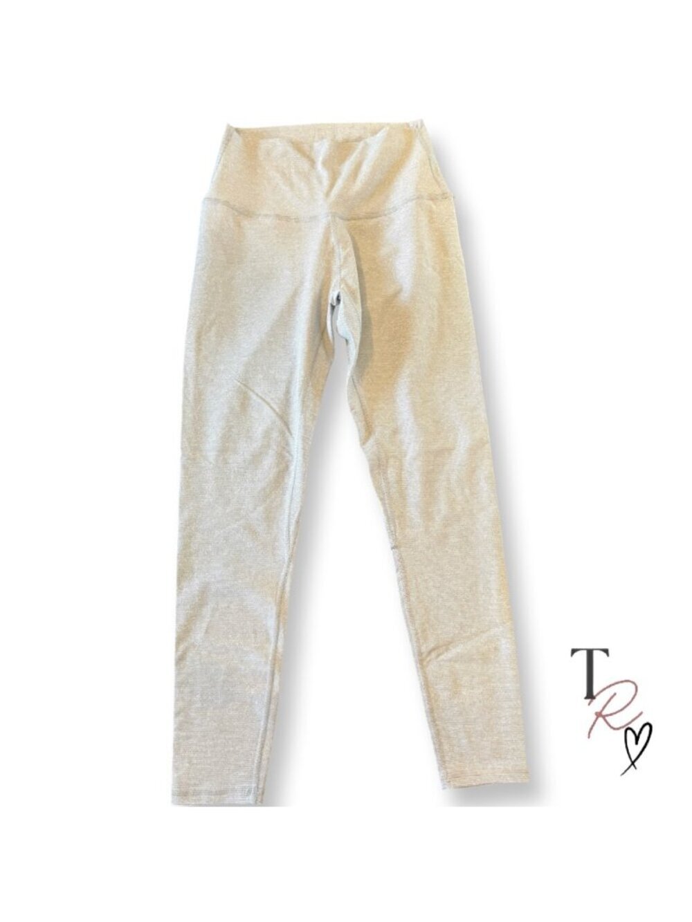 Born Primitive Cropped Athletic Leggings White/Gray with Subtle Stripes Size L